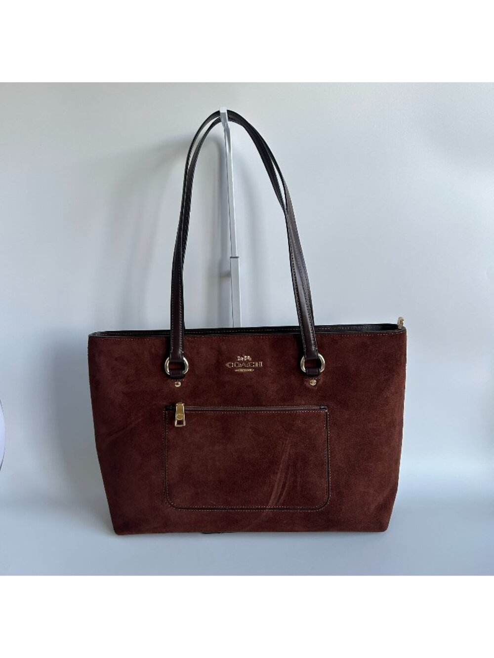 Coach Station Tote Bag Vintage Brown Suede & Leather Trim Style CCC77